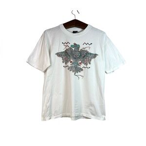 Vintage Diamond Dust Glitter Western Aztec Bird Graphic T-Shirt Size L 90s USA